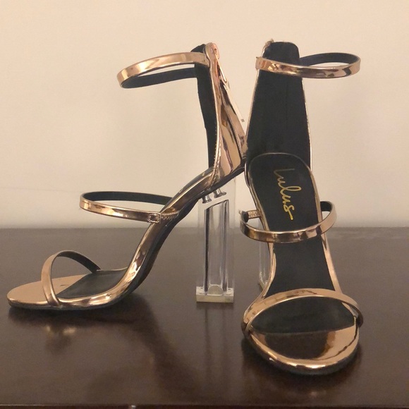 Lulus Shoes - NWOT Lulus Acrylic Heel Rose Gold Shoe